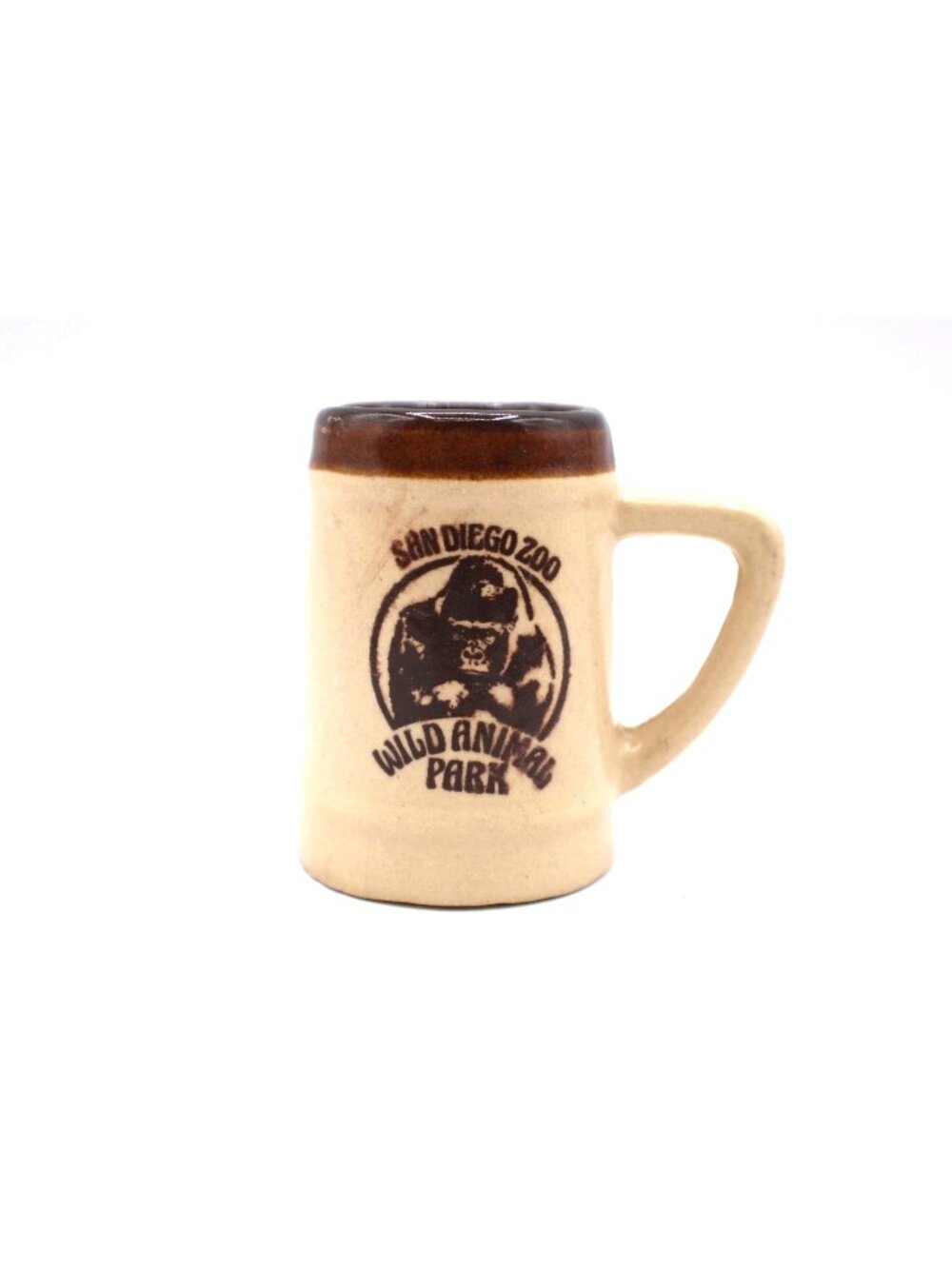 San Diego Zoo Wild Animal Park Ceramic Mug With Gorilla Design 3" Brown & Beige